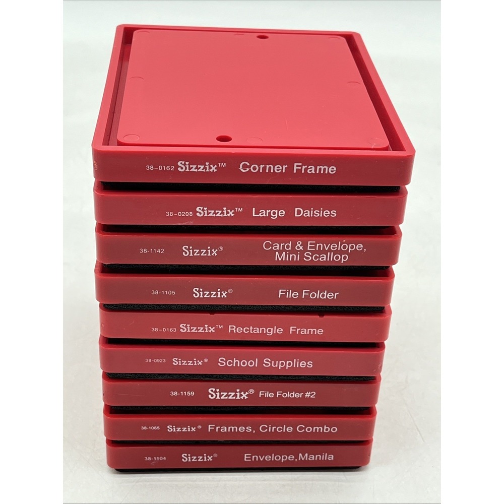 Sizzix Originals Red Die Lot of 9 Frames Envelope Folder Circle Daisies Scallop